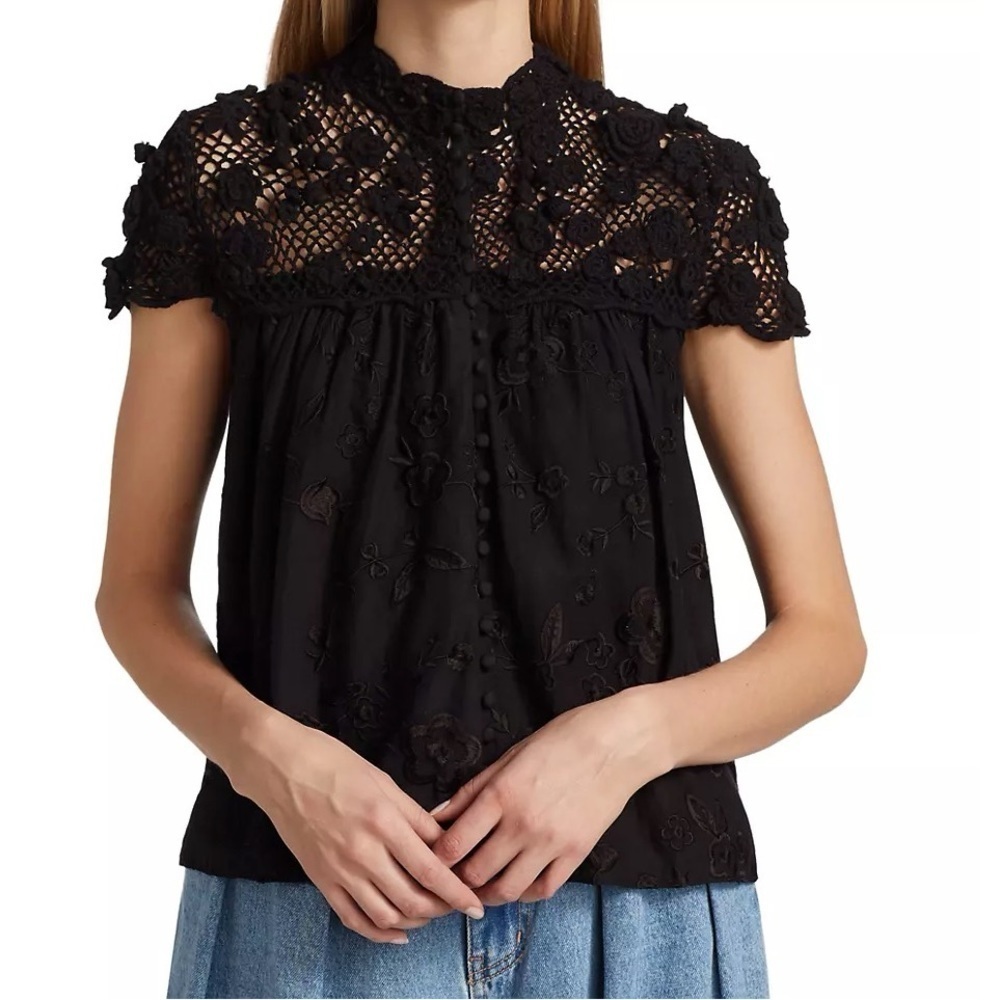 Alice + Olivia Ilaria Crochet Blouse